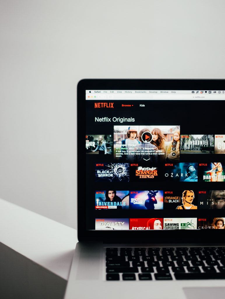 computer with netflix home page open