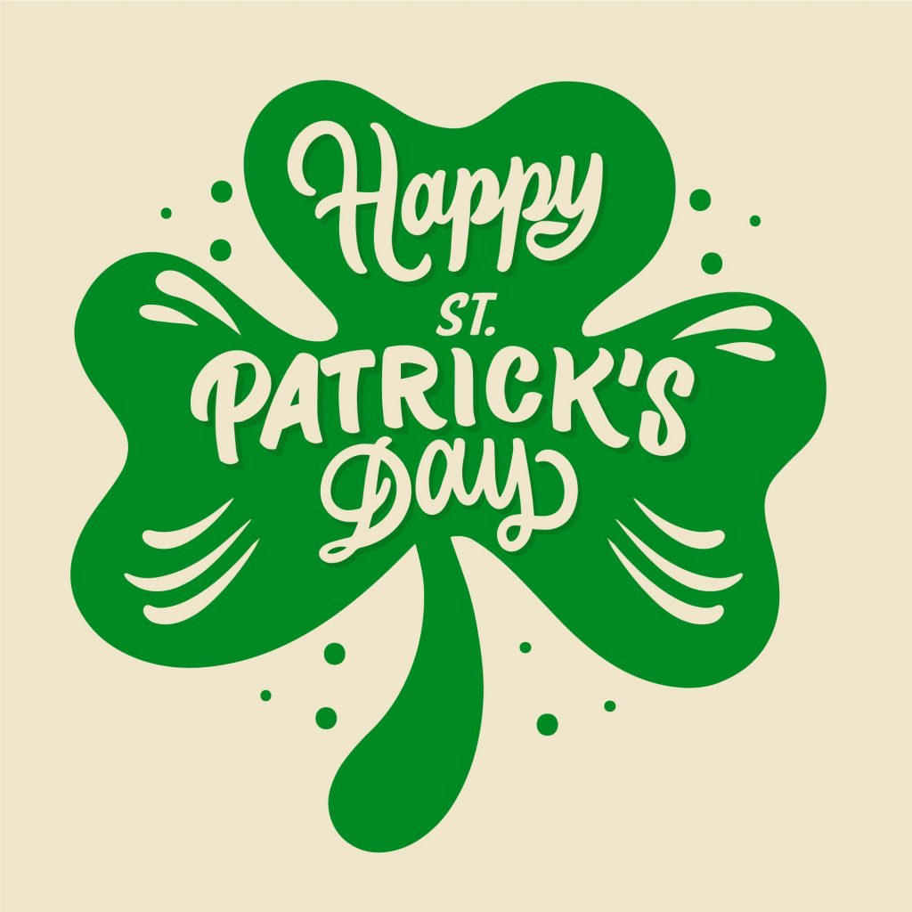 Shamrock with the words Happy St Patrick's Day inside
